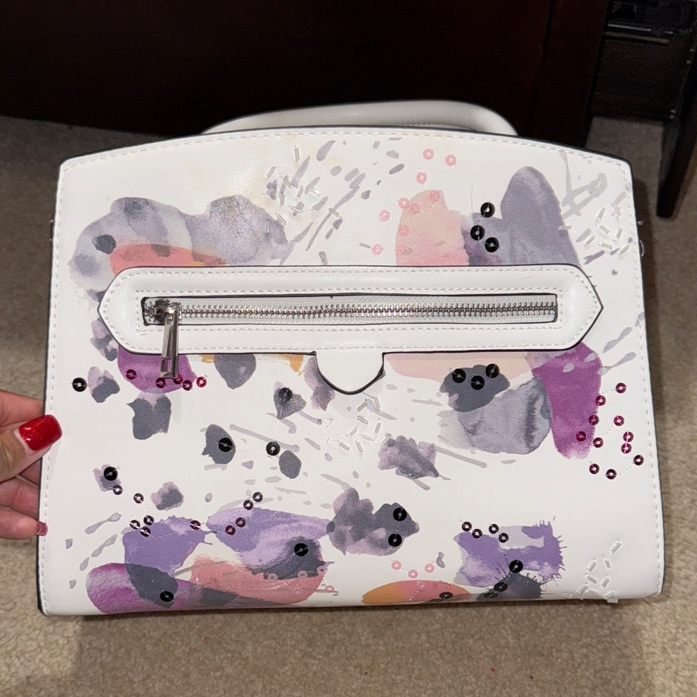 A New Day White and Purple Clutch